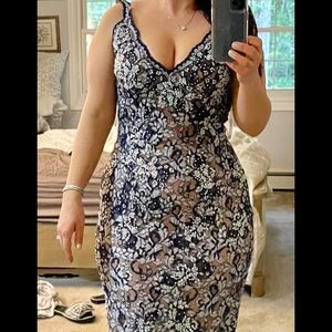 Navy lace embellished Jovani mermaid